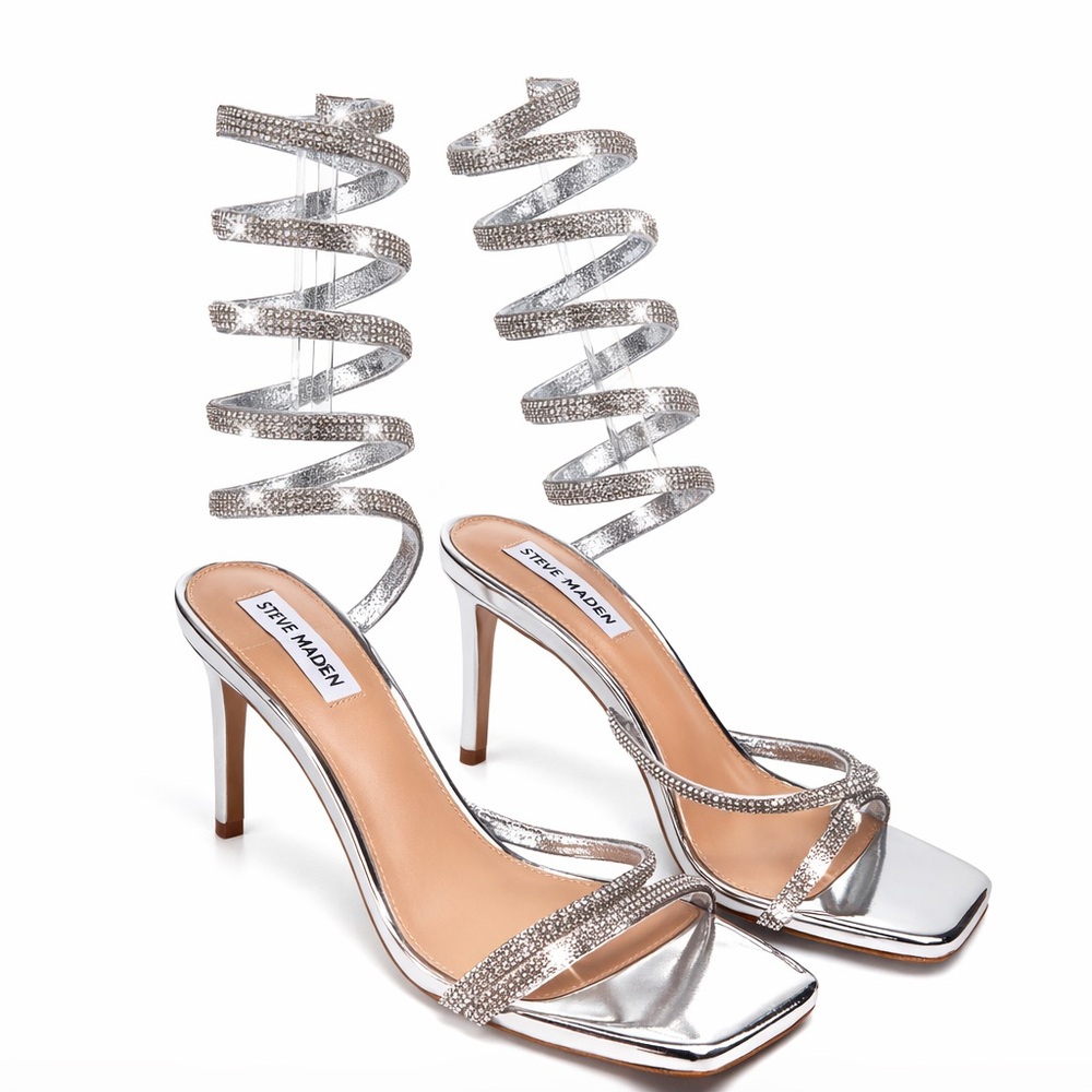 STEVE MADDEN EXOTICA SILVER STILETTO SANDAL - Picture 5 of 7